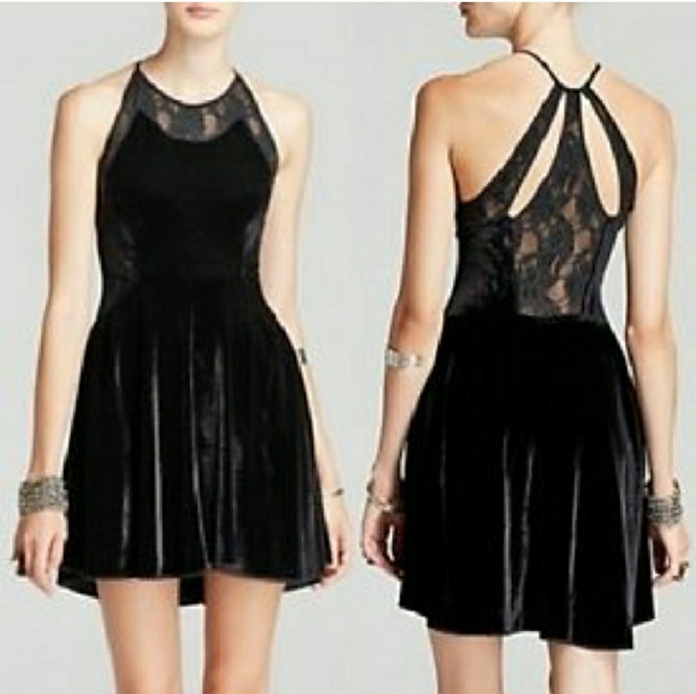 🌻🌺🌻FREE PEOPLE NIGHTSHADE VELVET & LACE DRESS!! - Picture 2 of 8